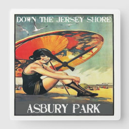 Jersey Shore Asbury Park Flapper Girl Quadratische Wanduhr