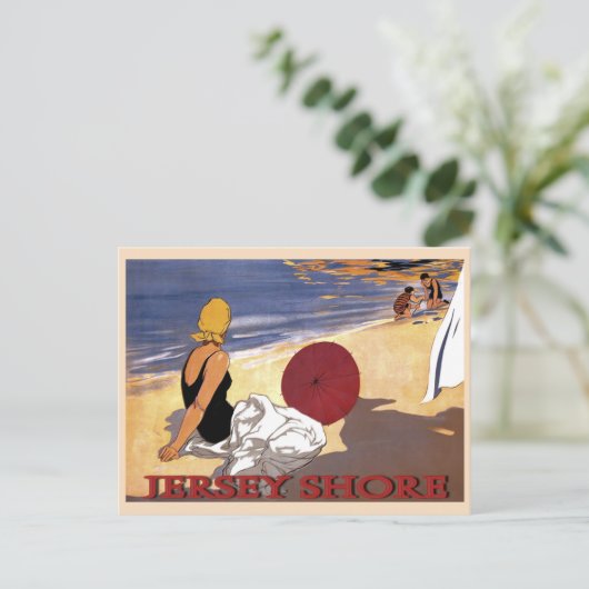 Jersey Shore Beach Family Bathing Postkarte (Stehend Vorderseite)