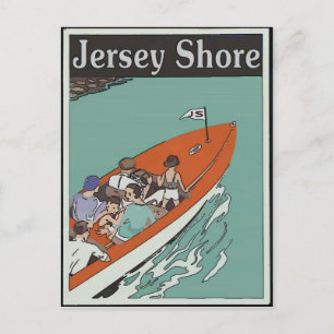 Jersey Shore Bootsfahrt im Retro-Stil Postkarte