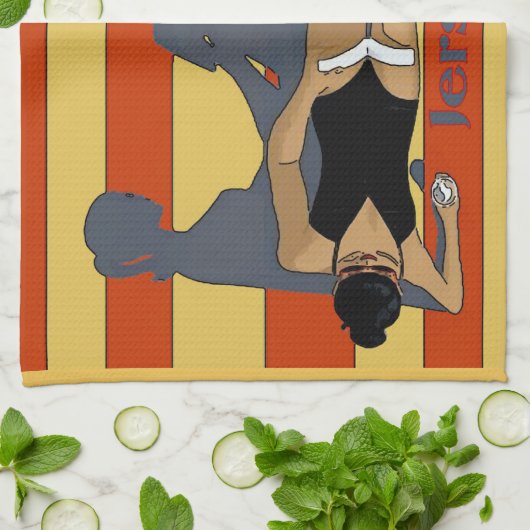 Jersey Shore, Gal on Beach Handtuch (Gefaltet)