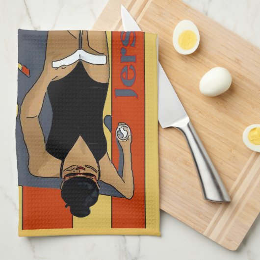 Jersey Shore, Gal on Beach Handtuch (Viertel Falte)