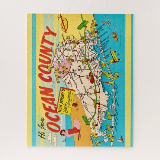 Jersey Shore Illustriert Map Puzzle (Vertikal)
