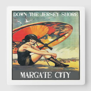 Jersey Shore Margate City Poster Wall Clock Quadratische Wanduhr