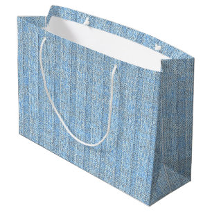 Jersey-Streifenmuster in Babyblau Große Geschenktüte