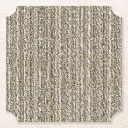 Jersey-Streifenmuster in sanftem Beige Untersetzer (Vorderseite)