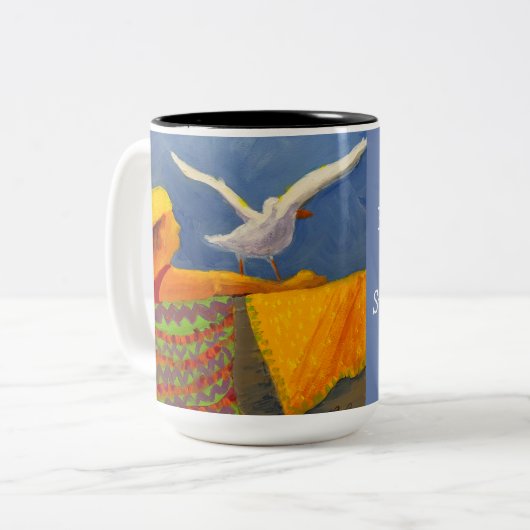 Jersey-Ufer-Leibwächtermalerei auf einer Tasse (Vorderseite Links)