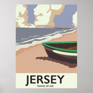 Jersey Vintage-Strandreiseplakat Poster