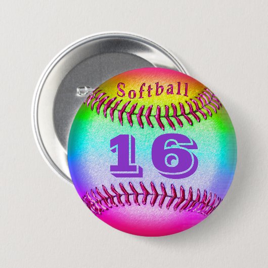 Jersey-ZAHL auf Softball knöpft Buttone für Button (Vorne & Hinten)