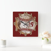 Jersey-Zahl-Schmutz-Baseball-Uhren Quadratische Wanduhr (Zuhause)