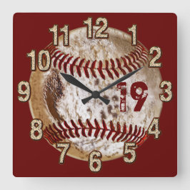 Jersey-Zahl-Schmutz-Baseball-Uhren Quadratische Wanduhr