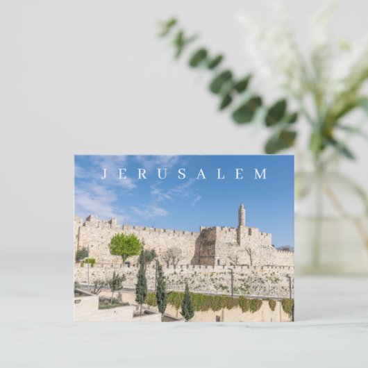 Jerusalem Alte Stadtmauern Aussicht auf Postkarte (Stehend Vorderseite)