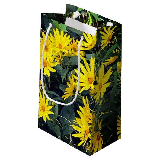 Jerusalem Artichoke Blume Kleine Geschenktüte (Rückseite Schrägansicht)