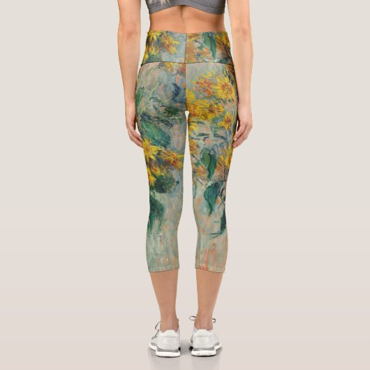 Jerusalem Artichoke Blume von Claude Monet Capri Leggings (Rückseite)