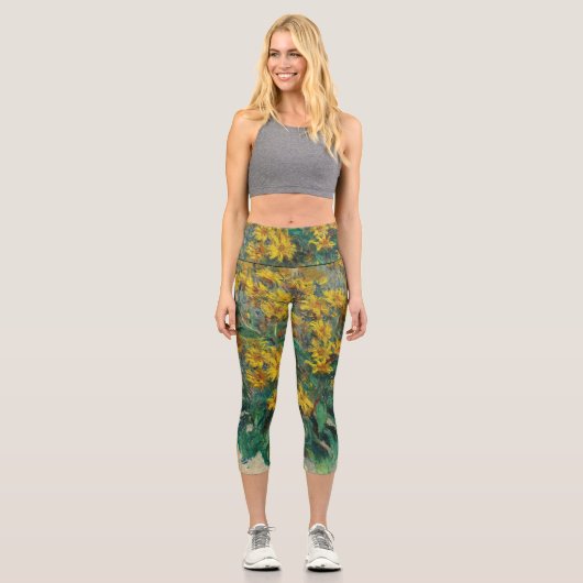Jerusalem Artichoke Blume von Claude Monet Capri Leggings (Vorderseite)