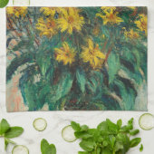 Jerusalem Artichoke Blume von Claude Monet Geschirrtuch (Gefaltet)