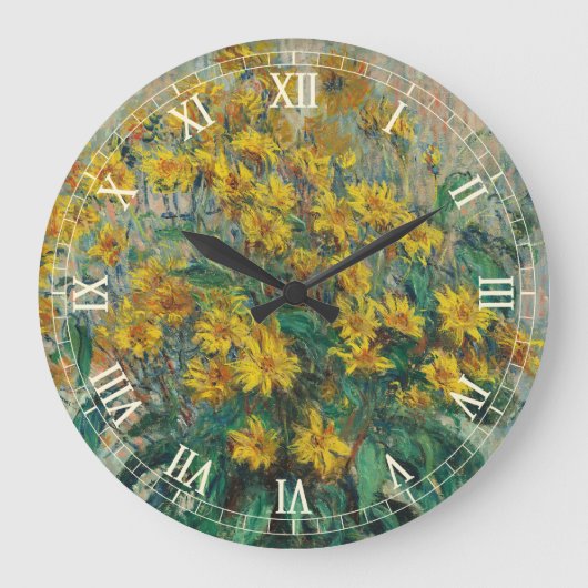 Jerusalem Artichoke Blume von Claude Monet Große Wanduhr (Vorderseite)