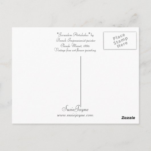 Jerusalem Artichokes Postkarte (Rückseite)