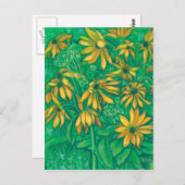 Jerusalem Artichokes Sommer Blume Blumenmalerei Postkarte (Vorne/Hinten)