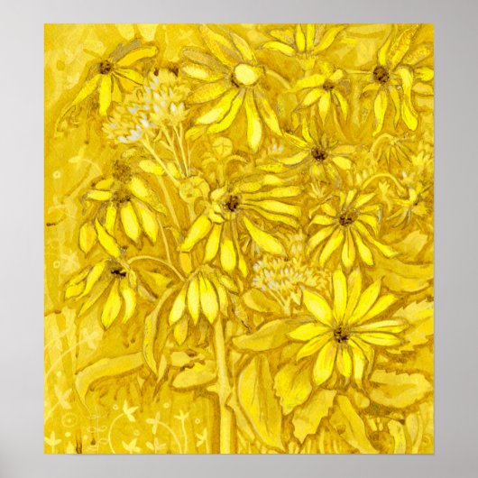 Jerusalem Artichokes Summer Blume Floral Golden Poster (Vorne)