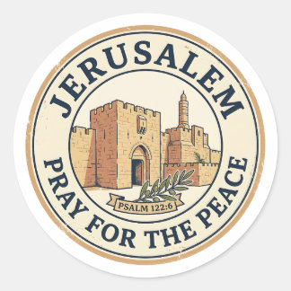 Jerusalem Bete für den Frieden Psalm 122:6 Stempel Runder Aufkleber