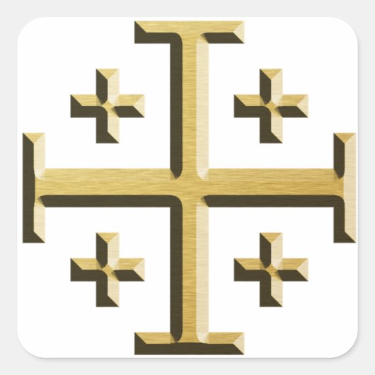 Jerusalem Cross - Gold Beveled Edition Quadratischer Aufkleber (Vorderseite)
