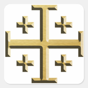 Jerusalem Cross - Gold Beveled Edition Quadratischer Aufkleber