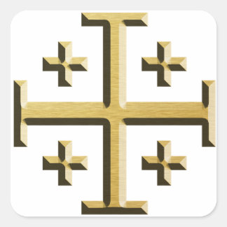 Jerusalem Cross - Gold Beveled Edition Quadratischer Aufkleber