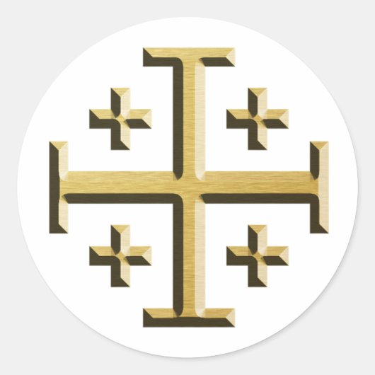 Jerusalem Cross - Gold Beveled Edition Runder Aufkleber (Vorderseite)