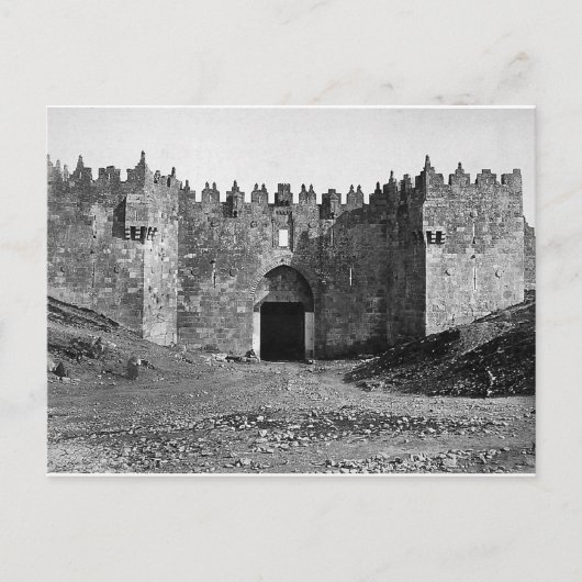 Jerusalem Damaskus Tor Vintag 1870 Foto Postkarte (Vorderseite)