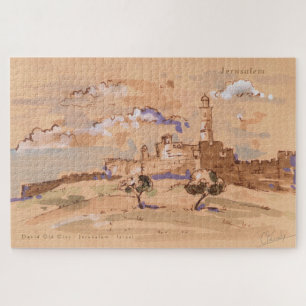 Jerusalem David Old City Malerei Landschaft Kunst Puzzle