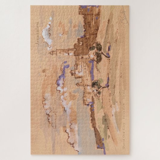 Jerusalem David Old City Malerei Landschaft Kunst Puzzle (Vertikal)