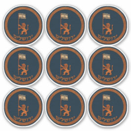 Jerusalem Day Lion mit Flaggenaufkleber Aufkleber