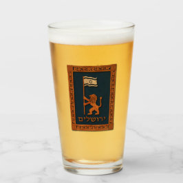 Jerusalem Day Löwe mit Fahne Glas