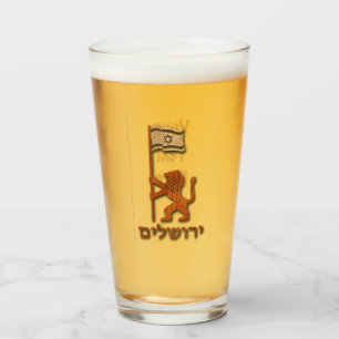 Jerusalem Day Löwe mit Fahne Glas