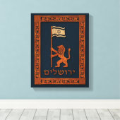 Jerusalem Day Löwe mit Fahne Leinwanddruck (Insitu (Holzboden))