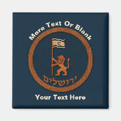 Jerusalem Day Löwe mit Fahne Magnet (Vorne)