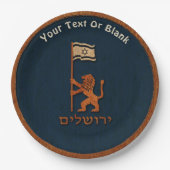 Jerusalem Day Löwe mit Fahne Pappteller (Vorderseite)