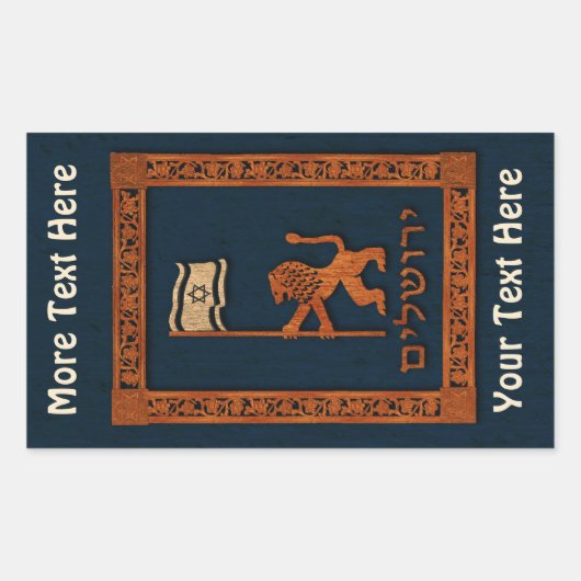 Jerusalem Day Löwe mit Fahne Rechteckiger Aufkleber (Vorderseite)