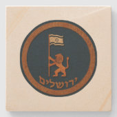 Jerusalem Day Löwe mit Fahne Steinuntersetzer (Vorderseite)