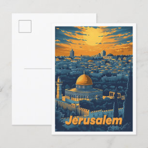Jerusalem Die Heilige Stadt Vintage-Kunstillustrat Postkarte