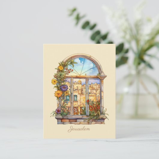 Jerusalem-Fenster Feiertagspostkarte (Stehend Vorderseite)