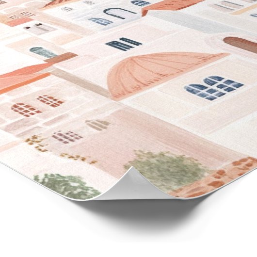 Jerusalem Gouache Paint Illustration Travel Poster (Ecke)