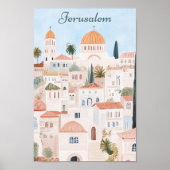 Jerusalem Gouache Paint Illustration Travel Poster (Vorne)