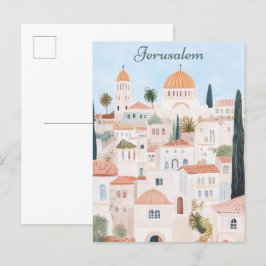 Jerusalem Gouache Paint Illustration Travel Postkarte