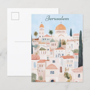 Jerusalem Gouache Paint Illustration Travel Postkarte