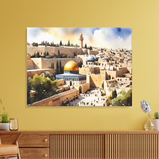 Jerusalem Israel Aquarellkunst Leinwanddruck (Insitu (Wohnzimmer))