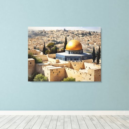 Jerusalem Israel Aquarellkunst Leinwanddruck (Insitu (Holzboden))