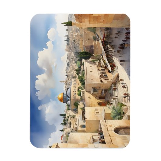Jerusalem Israel Aquarellkunst Magnet (Vertikal)