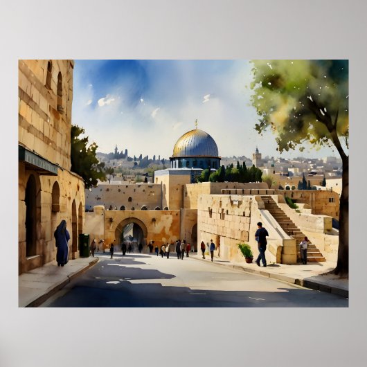 Jerusalem Israel Aquarellkunst Poster (Vorne)
