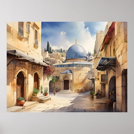 Jerusalem Israel Aquarellkunst Poster (Vorne)